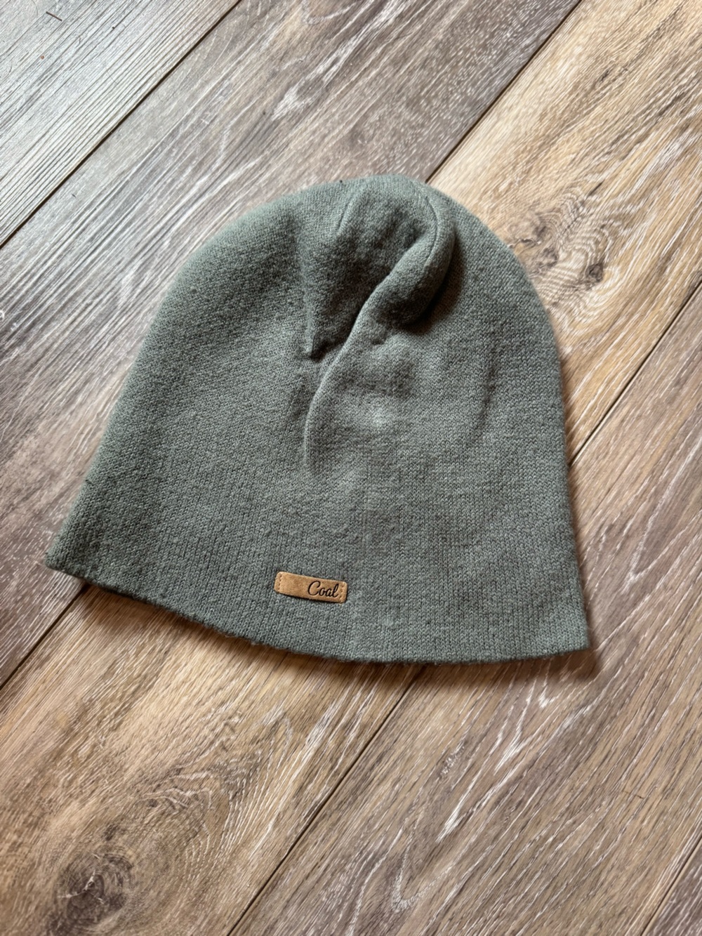 Coal Men's Gray Knit Beanie with Leather Logo